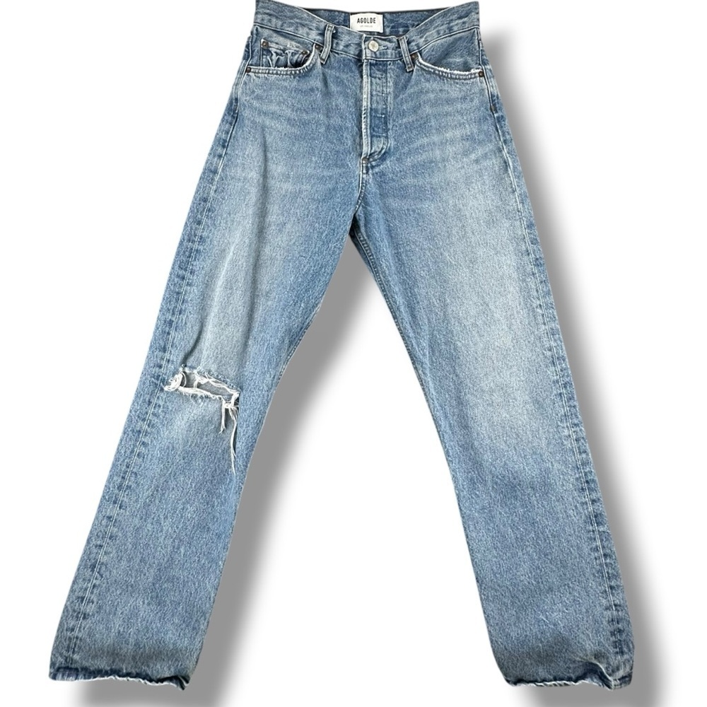 AGOLDE 90's Pinch Waist High Rise Straight Leg Distressed Jeans Size 27